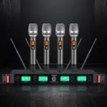 BEISMIC UT-894 four-channel UHF receiver with four handheld wireless microphones